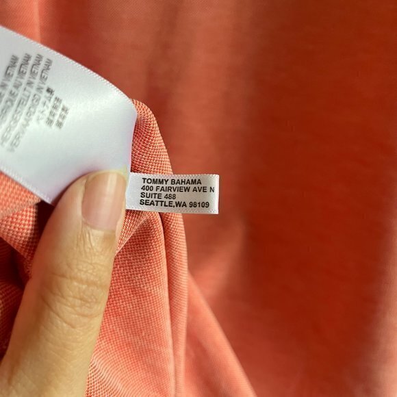 Tommy Bahama Salmon Pink Polo Shirt Short Sleeve Mens Size M Athletic Button Up - Picture 4 of 6